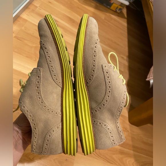 Cole Haan Lunargrand Wingtip Oxford Shoes Tan and Yellow size 7 - Picture 2 of 9